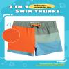 maamgic Boys Swim Trunks with Compression Liner Toddler Stretch Swim Shorts Quick Dry Swimming Trunks Boxer Brief 2 in 1 Beach Shorts Stripe Grayblue 5/6 view 3