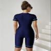 ECUPPER Women One Piece Short Sleeve Swimsuit Boyleg Rash Guard Covered Surfing Suit Zipper Bathing Suit with Built in Bra Green S view 4