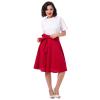 50s Red Swing Skirt for Women Flare Midi Skirt with Pockets High Waist A Line Skirts Women's 1950s Rockabilly Knee Length Skirts Audrey Hepburn Style Work Office A Line Skirt with Belt Red X-Large view 2