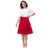 50s Red Swing Skirt for Women Flare Midi Skirt with Pockets High Waist A Line Skirts Women's 1950s Rockabilly Knee Length Skirts Audrey Hepburn Style Work Office A Line Skirt with Belt Red X-Large view 3