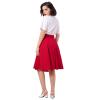 50s Red Swing Skirt for Women Flare Midi Skirt with Pockets High Waist A Line Skirts Women's 1950s Rockabilly Knee Length Skirts Audrey Hepburn Style Work Office A Line Skirt with Belt Red X-Large view 4