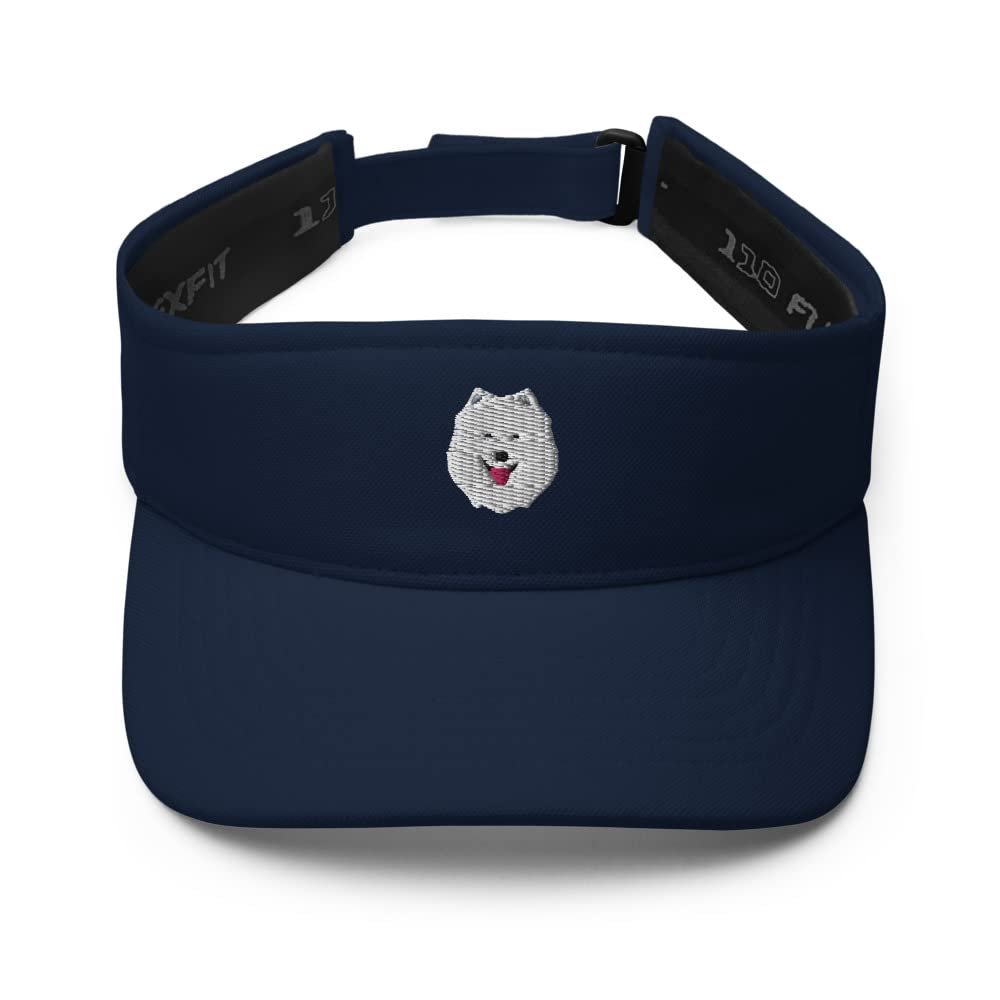 Samoyed hat, Embroidered Samoyed hat, Samoyed Gifts, Samoyed mom dad hat, Unisex Visor hat. Navy
