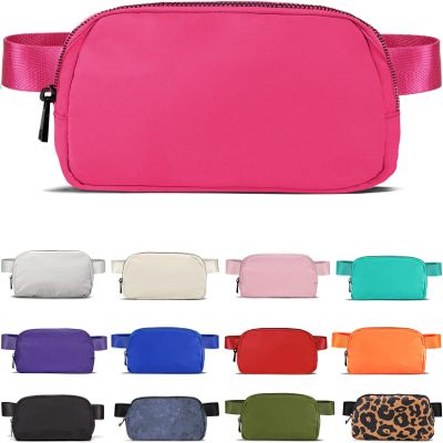 YOSHUYUKI Fanny Pack Cross Body Small Crossbody Bags for Women Men Trendy Nylon Waterproof Mini Purse Travel Running Belt Bag Lulu Dupes Bum Hip Chest Waist Pack Side Bag Must Have Hot Pink