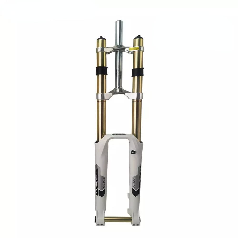 Zoom Bicycle Fork Magnesium Alloy Front Airfork 26" /27.5" Travel 170mm Bike Fork Magnesium Alloy Suspension Fork (White, 26 Inch)