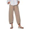 Cocoarm Women Pants Women Wide Leg Petal Shaped Cuffs Solid Color Loose Fit Lounge Pants with Pockets Women Summer Pants (Khaki) view 1