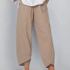 Cocoarm Women Pants Women Wide Leg Petal Shaped Cuffs Solid Color Loose Fit Lounge Pants with Pockets Women Summer Pants (Khaki) view 3