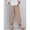 Cocoarm Women Pants Women Wide Leg Petal Shaped Cuffs Solid Color Loose Fit Lounge Pants with Pockets Women Summer Pants (Khaki) view 4