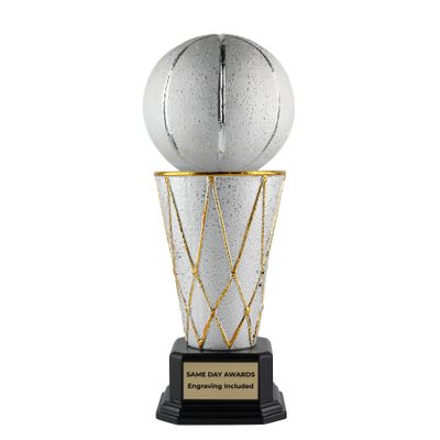 Same Day Awards Premium Ceramic Basketball Trophy 16" Custom Engraved Championship Award for Players Coaches MVP Teams Leagues Tournaments Youth & Adult Recognition