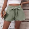 SOFULU Frill Trim Belted Shorts (Color : Mint Green, Size : X-Large) view 2