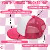 Funky Junque Baby 4th of July Trucker Hat, Infant and Toddler Mesh Cap Sizes 0-6m, 12-18m, Adjustable Snapback - Hot Pink/White view 4