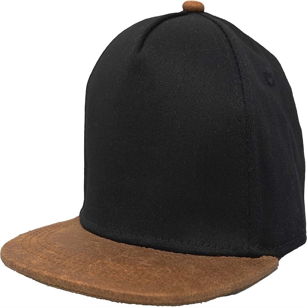 Funky Junque Toddler Flat Brim Hat - Black/Faux Leather Brim: Small (12-24 Months)
