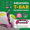3 Wheel Scooter for Kids with Foldable Seat, Adjustable Handlebar Height, Lean-to-Steer Ride On Toy for Kids Ages 2+, Light-Up LED Wheels, Wide Anti Slip Deck, Indoor & Outdoor Use, Pink view 2