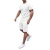 WABEOR Mens Outfits 2 Piece Fashion Casual Summer Shorts Set Muscle Slim Fit Shirt Short Sets Athletic Basic Cotton Tracksuit A-White view 1