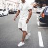 WABEOR Mens Outfits 2 Piece Fashion Casual Summer Shorts Set Muscle Slim Fit Shirt Short Sets Athletic Basic Cotton Tracksuit A-White view 2