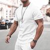 WABEOR Mens Outfits 2 Piece Fashion Casual Summer Shorts Set Muscle Slim Fit Shirt Short Sets Athletic Basic Cotton Tracksuit A-White view 4