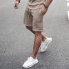 WABEOR Mens Outfits 2 Piece Fashion Casual Summer Shorts Set Muscle Slim Fit Shirt Short Sets Athletic Basic Cotton Tracksuit A-Khaki view 4