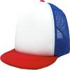 Funky Junque Toddler Flat Brim Trucker Hat Baby Boy Kids Adjustable Mesh Baseball Cap Summer - 12-24 Months Red/White/Royal Blue view 1
