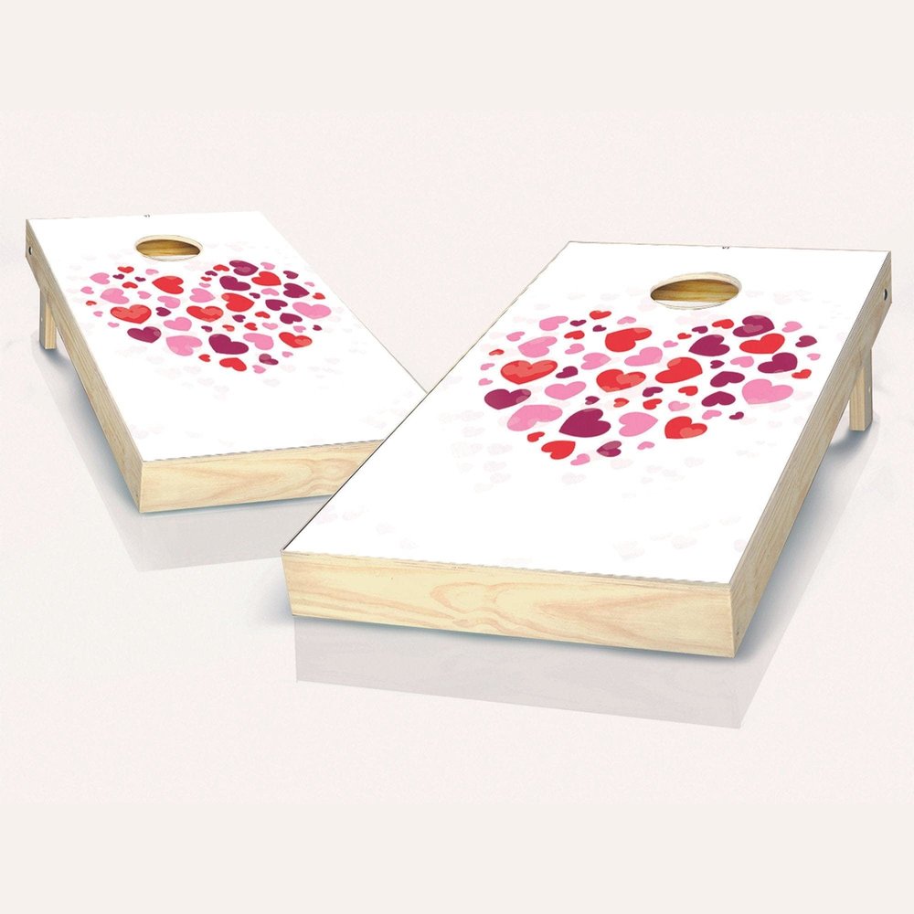 Skip's Garage Heart of Hearts Cornhole Set - 2x4 Boards (All Weather Bags) - NO Accessories