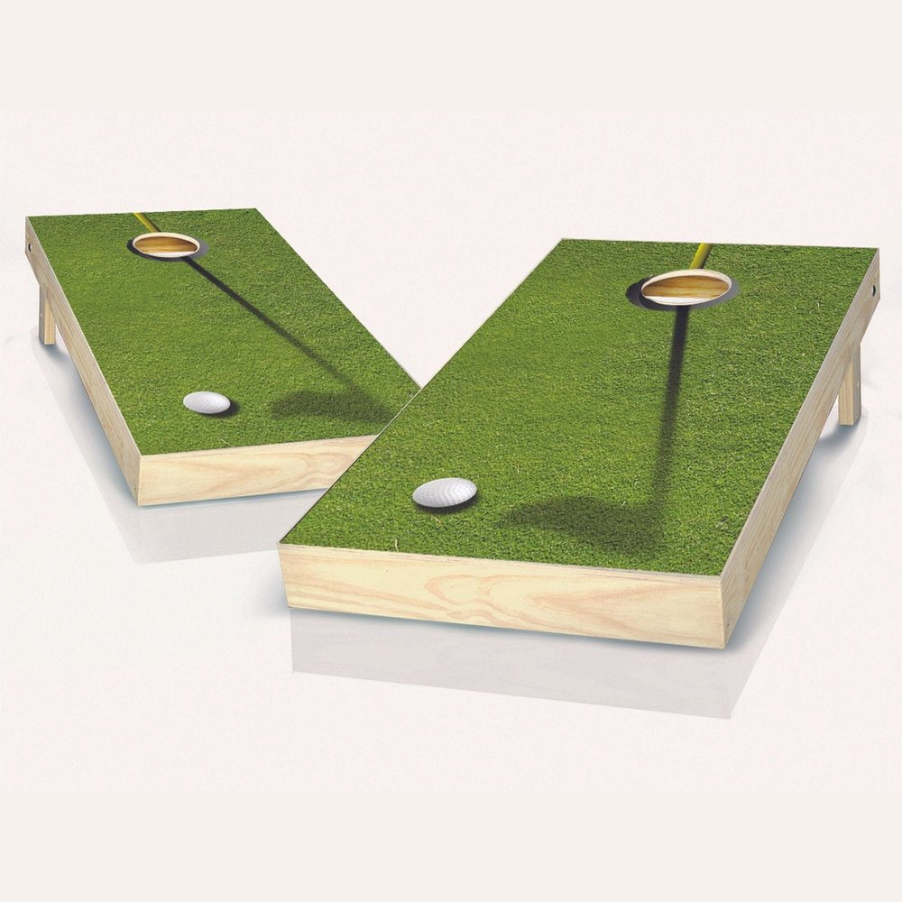 Skip's Garage Golf Cornhole Set - 2x4 Boards (All Weather Bags) - Include Case + Edge Lights + Score