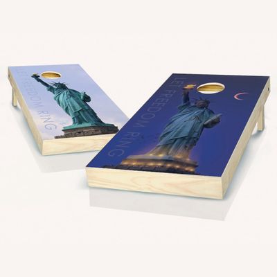 Skip's Garage Let Freedom Ring Cornhole Set - 2x4 Boards (Corn Filled Bags) - Include Score Tower