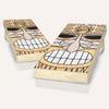 Skip's Garage Tiki Face Natural Cornhole Set - 2x4 Boards (Corn Filled Bags) - Include Case + Edge Lights view 1