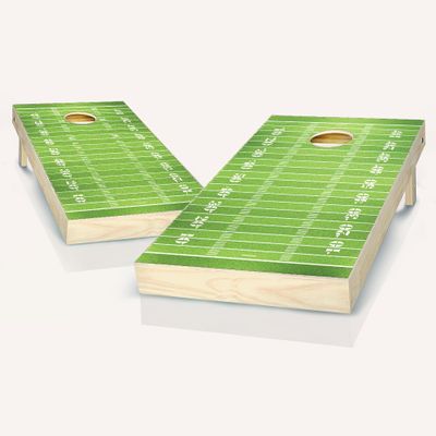Skip's Garage Football Cornhole Set - 2x4 Boards (Corn Filled Bags) - Include Hole + Edge Lights