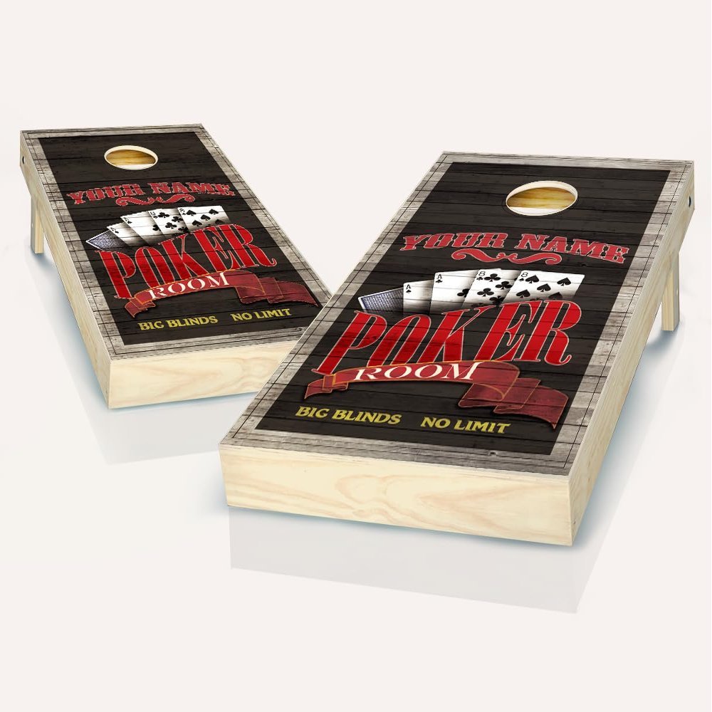 Skip's Garage Poker Cornhole Set - 2x4 Boards (All Weather Bags) - Include Score Tower