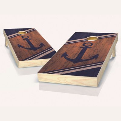 Skip's Garage Anchor Cornhole Set - 2x4 Boards (Corn Filled Bags) - Include Case + Hole Lights