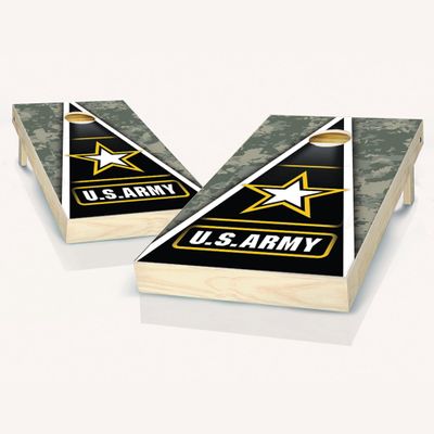 Skip's Garage US Army Cornhole Set - 2x4 Boards (Corn Filled Bags) - Include Edge Lights + Score Tower
