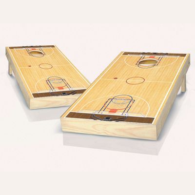 Skip's Garage Basketball Court Cornhole Set - 2x4 Boards (All Weather Bags) - Include Case + Hole Lights