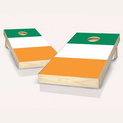 Skip's Garage Irish Flag Cornhole Set - 2x4 Boards (All Weather Bags) - Include Case + Edge Lights