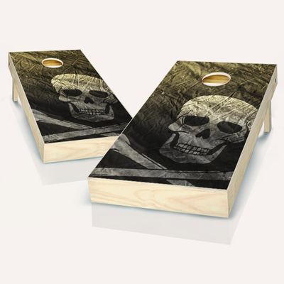 Pirate Skull Cornhole Set - 2x4 Boards (Corn Filled Bags) - Include Board Hole Lights