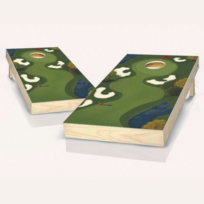 Skip's Garage Hole in One Cornhole Set - 2x4 Boards (All Weather Bags) - Include Case + Hole Lights