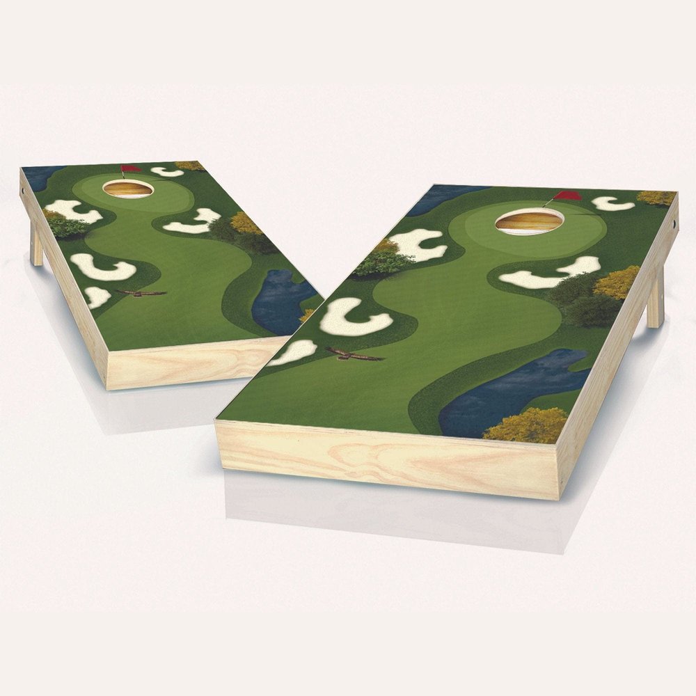 Skip's Garage Hole in One Cornhole Set - 2x4 Boards (All Weather Bags) - Include Case + Hole Lights