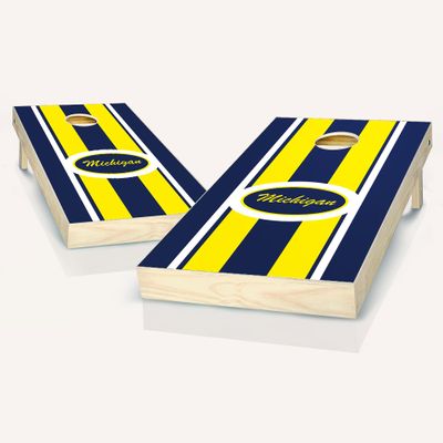 Michigan Stripe Cornhole Set - 2x4 Boards (Corn Filled Bags) - Include Edge Lights + Score Tower