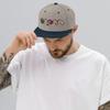 Adult Men Women Snapback Hat Embroidered Sushi Heather Grey/Navy view 3