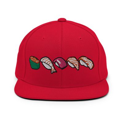 Adult Men Women Snapback Hat Embroidered Sushi