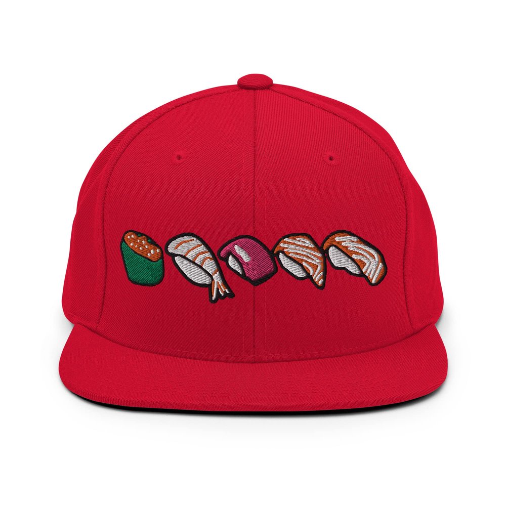 Adult Men Women Snapback Hat Embroidered Sushi