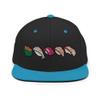 Adult Men Women Snapback Hat Embroidered Sushi Black/Teal view 1