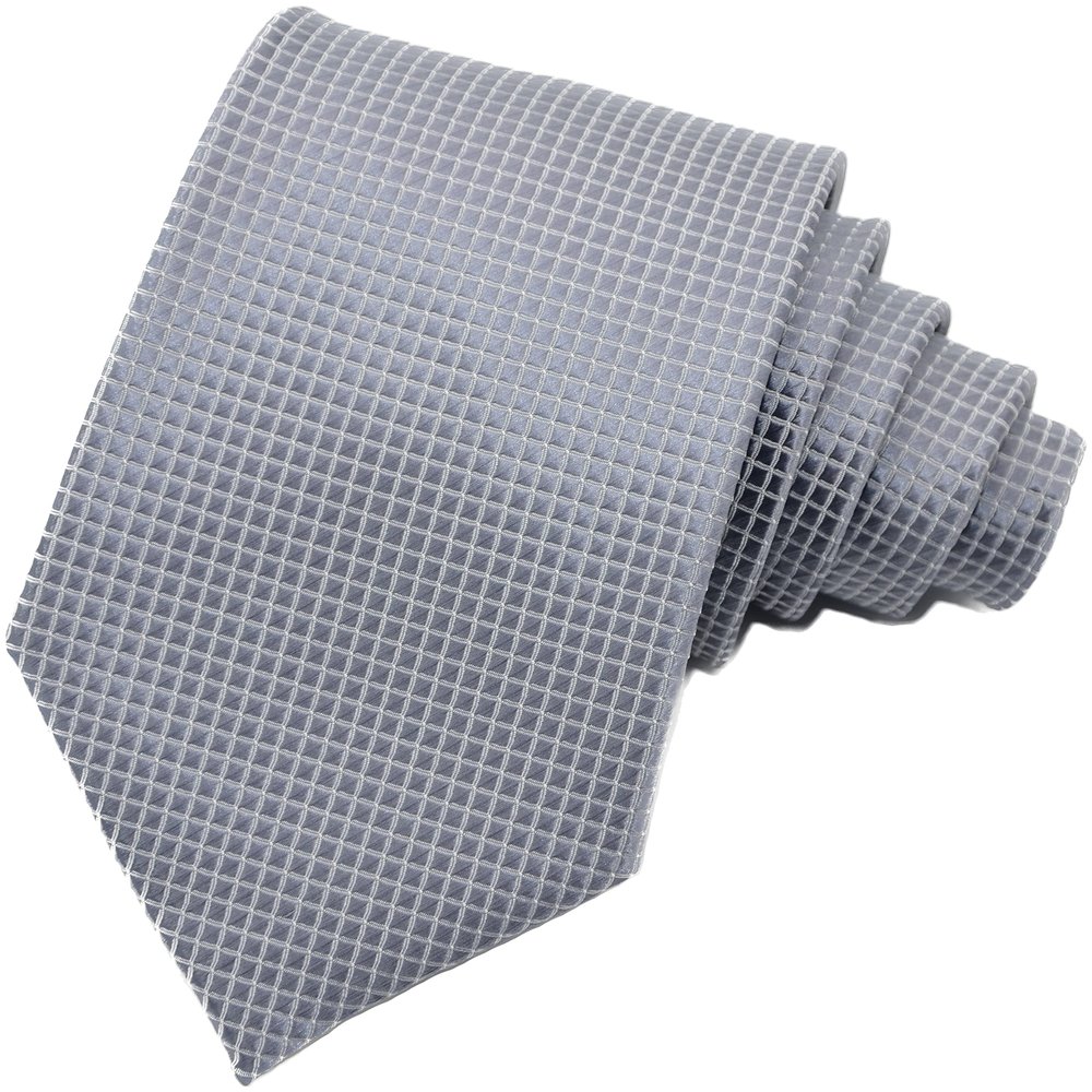 Geotae Zerun New Classic Solid Checks Paisley JACQUARD WOVEN Silk Men's Tie Necktie (Grey)