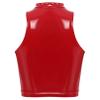 Fldy Women's Lace Up Front Tank Tops Choker Neck Punk Sleeveless Blouse Vest Shirts PU Leather Crop Top Red Large view 2