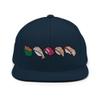 Adult Men Women Snapback Hat Embroidered Sushi Navy view 1