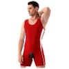 Linjinx Men's One Piece Singlets Leotard Sport Bodysuit Dance Unitard Biketard Gym Outfits Romper Red A Medium view 2