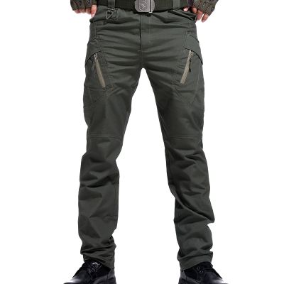 Uillui Tactical Waterproof Pants for Men Flex Stretch Work Pants Relaxed Fit Ripstop Cargo Pants for Outdoor Combat Hiking Green