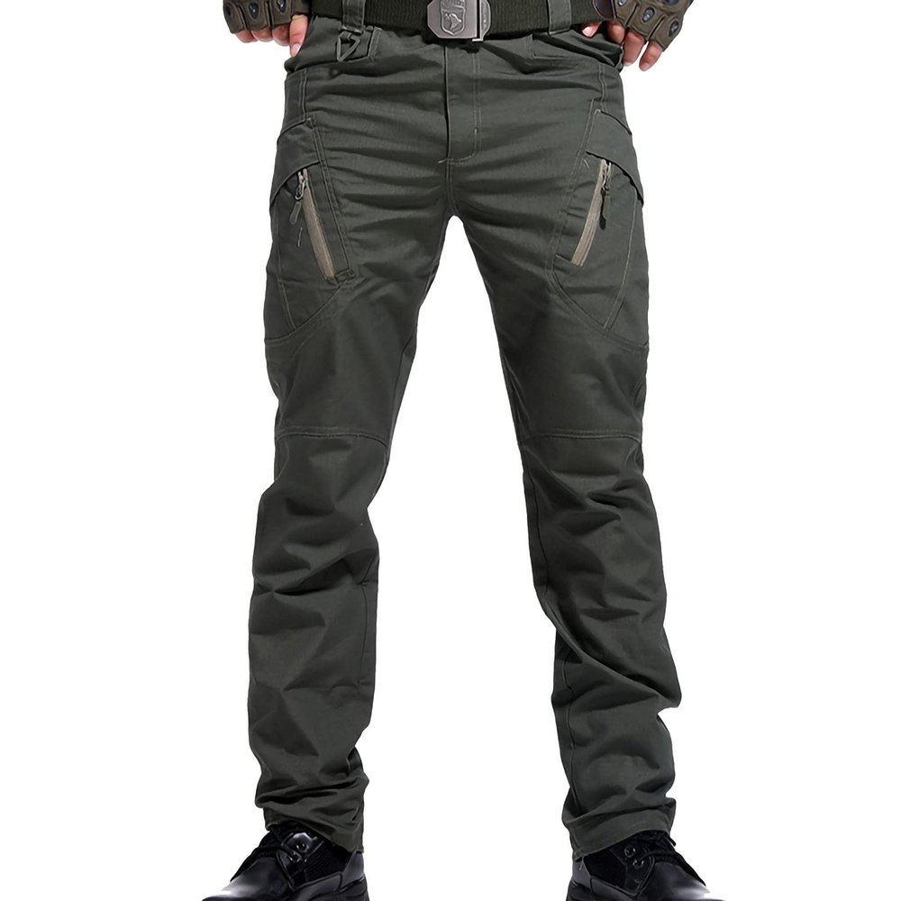 Uillui Tactical Waterproof Pants for Men Flex Stretch Work Pants Relaxed Fit Ripstop Cargo Pants for Outdoor Combat Hiking Green