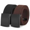 WHIPPY 2 Pack Canvas Web Belt Flip-Top Solid Black Military Buckle Fully Adjustable Mens Webbing Belts Cut To Fit Black+Coffee S view 1