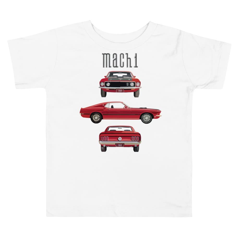 1969 Red Mach 1 Stang Pony Car Custom Toddler Short Sleeve Tee