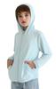 BAYRTIC Athletic Hoodie for Kids, Long Sleeve UPF50+ Thin Zip Soft Running Padding Fishing Top, Boys Girls 3-12 Years Light Blue view 1