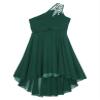 Duoremi Kids Girls Sequin One Shoulder Pageant Formal Dress High Low Princess Pageant Gown Army Green 14 Years view 3