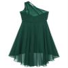 Duoremi Kids Girls Sequin One Shoulder Pageant Formal Dress High Low Princess Pageant Gown Army Green 14 Years view 4